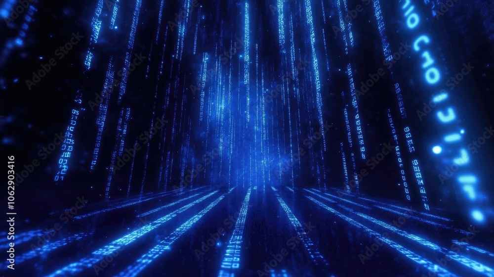 Poster digital blue data stream background effect
