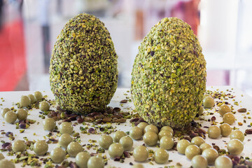 Easter Eggs decorated with Pistachio Grains