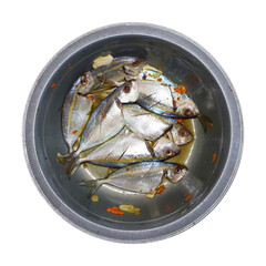 Yellowstripe scad fish with seasoning prepare for cooking