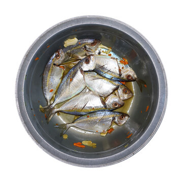 Yellowstripe scad fish with seasoning prepare for cooking