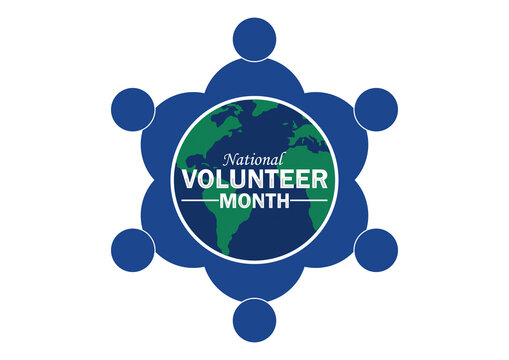 National Volunteer Month. Holiday concept. Template for background, banner, card, poster with text inscription. Modern illustration