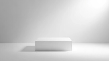 A minimalist white box with rounded corners and soft lighting, against a completely white background