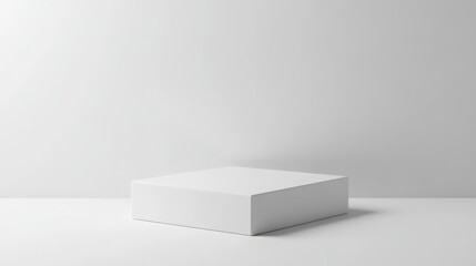 A minimalist white box with rounded corners and soft lighting, against a completely white background