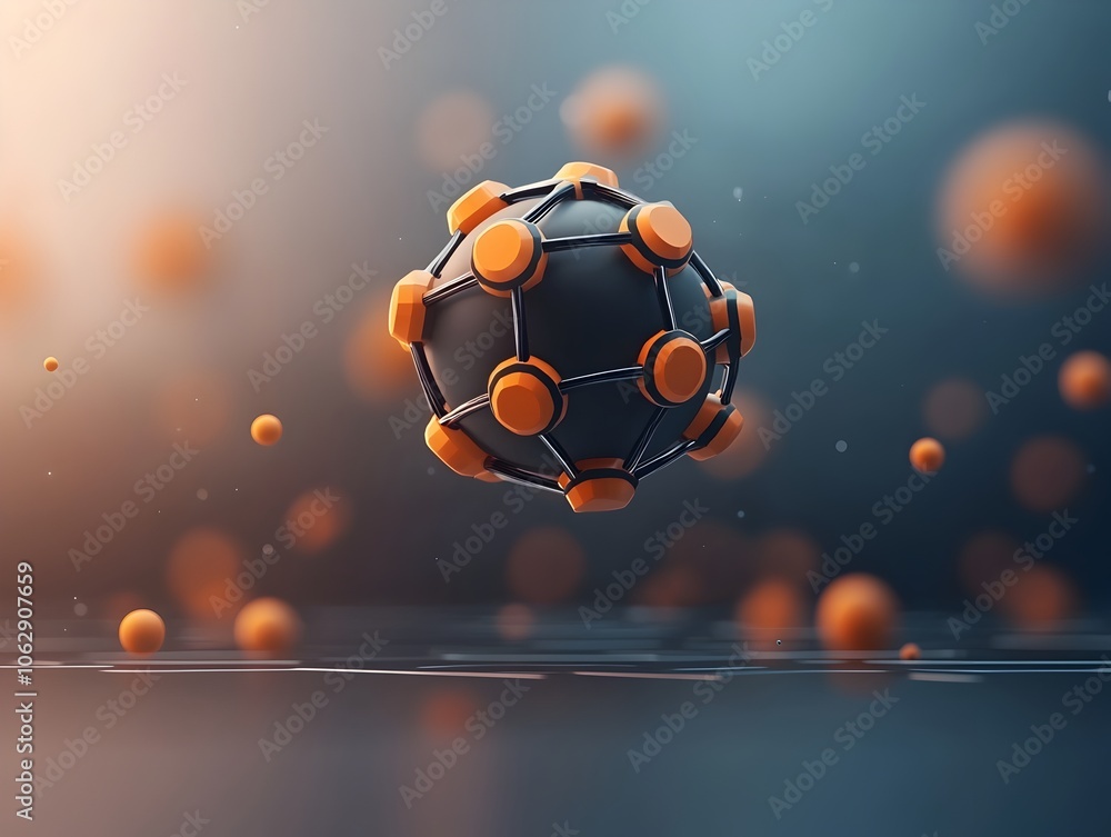 Poster captivating spherical molecular structure with intricate geometric patterns elegant glossy finish an