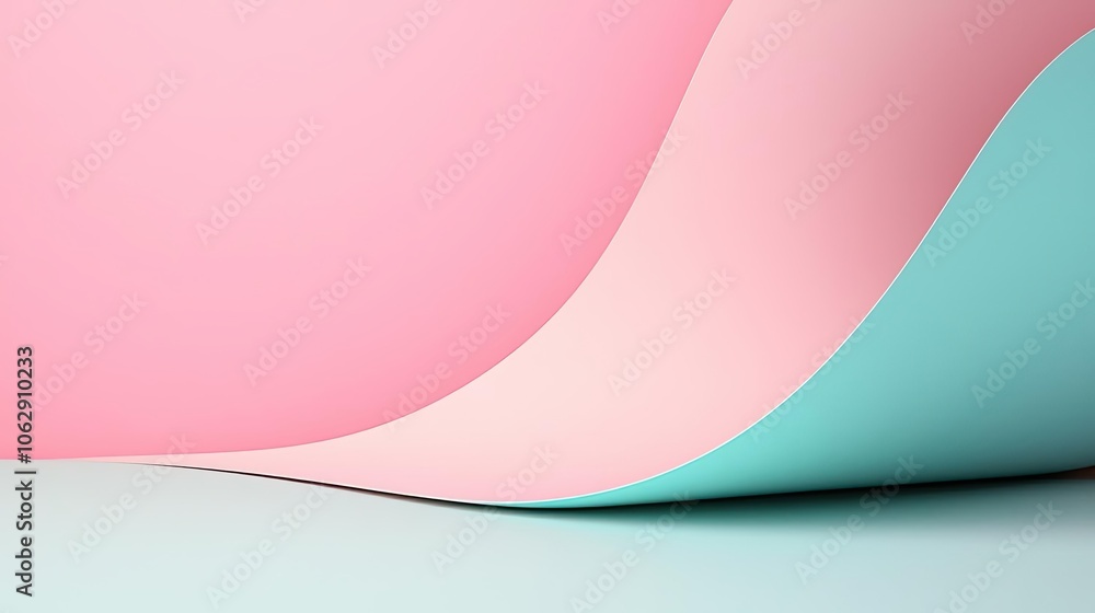 Poster colorful paper curves on a soft gradient background.