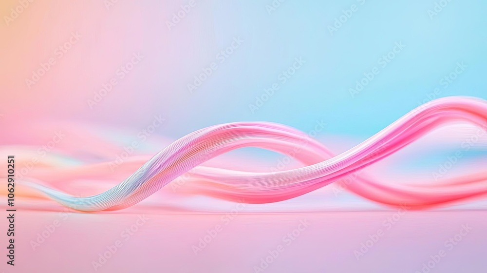 Poster colorful abstract wave of pink and blue lines on a soft background.