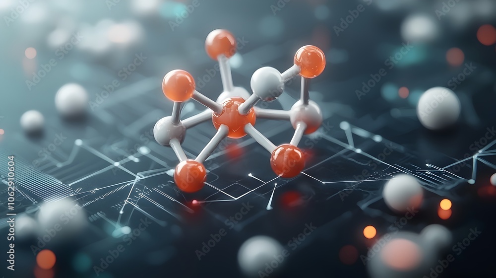 Poster innovative molecular structure displaying creative intricate organic shapes and patterns dynamic mol