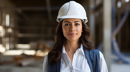 female engineer at construction site