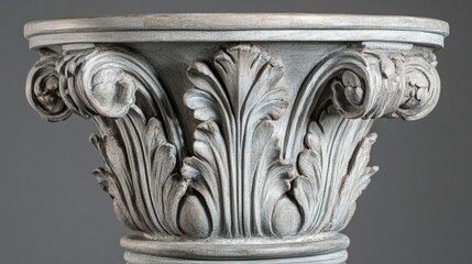 Naklejka premium close-up A muted gray pedestal with intricate details,