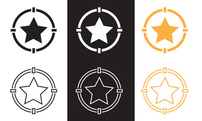 Shining star  icon. Outline and Filled Vector Sign. isolated on white and black background. Vector illustration. EPS 10 