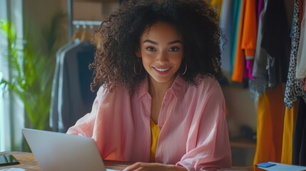 The Woman with Laptop Smile