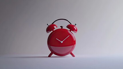 Red alarm clock isolated against a clean background, capturing the essence of time management. This red alarm clock brings focus to punctuality with its vibrant design. Perfect for presentations.