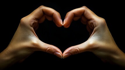 Obraz premium A pair of hands forming a heart shape with fingers