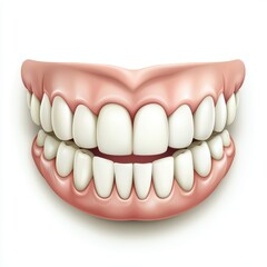 Realistic dental model showcasing upper and lower teeth on a white isolated background.
