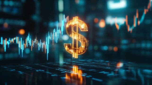 Closeup of dollar sign on computer screen, a visual representation of online finance and digital transactions