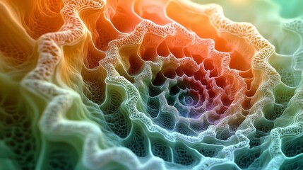 Dynamic and Abstract Representation of Spiral Patterns in Colorful Waves