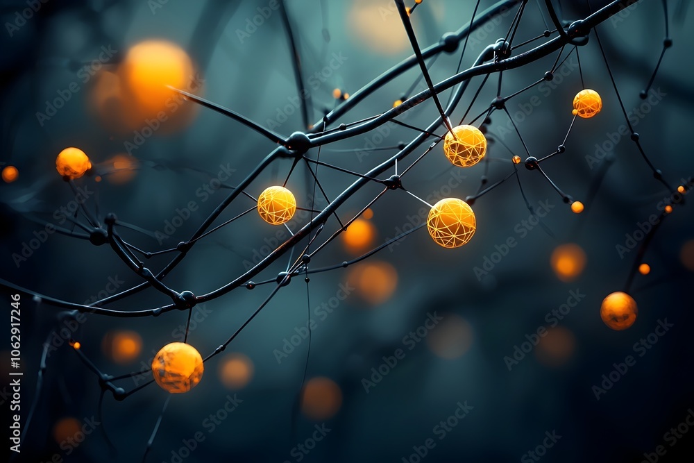 Poster delicate molecular lattice structures glowing with ethereal energy flowing through interconnected no