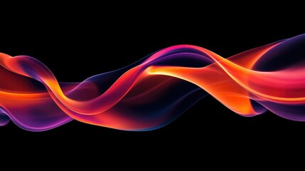 Vibrant Abstract Waves of Color on Black Background
