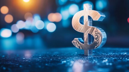 Closeup of dollar sign on a table, representation of financial concepts and monetary matters