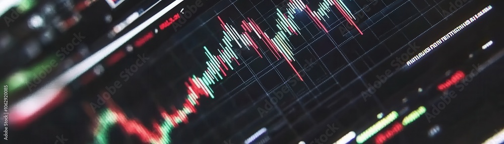 Aufkleber an abstract view of a stock market chart showcasing price fluctuations and trends through colorful c