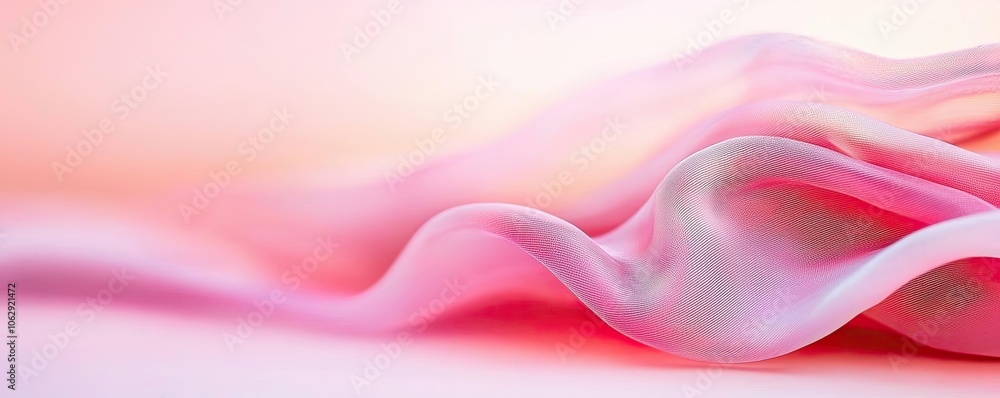 Poster soft pink fabric waves, elegant texture in a serene gradient background.