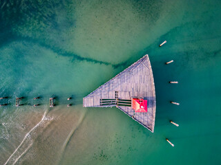 Winter in Lignano Sabbiadoro. The sea, its colors and its geometries from above.