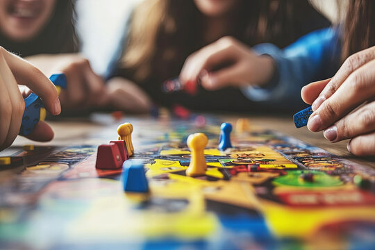 Multiracial friends having a game night with board games