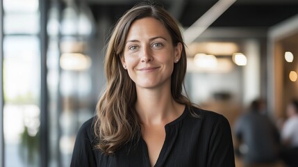 A confident product manager guides her team through a design sprint in an innovation lab, utilizing user research to inspire ideas and collaboration in a vibrant workspace