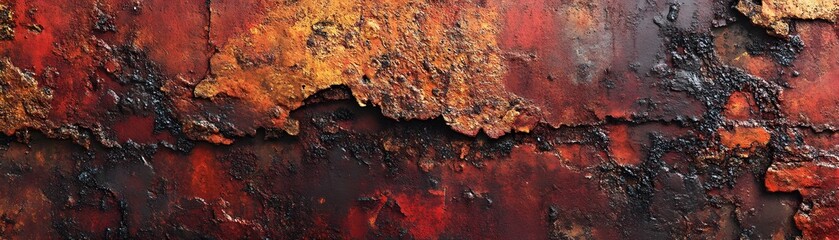 Abstract Textured Surface with Red, Orange, and Black Colors
