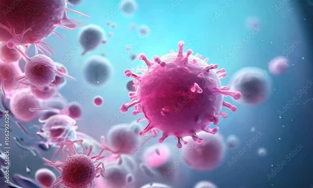 Poster microscopic view of cells illustrating biological processes and structures