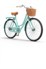 Stylish 3D Bicycle with a Charming Basket in Pastel