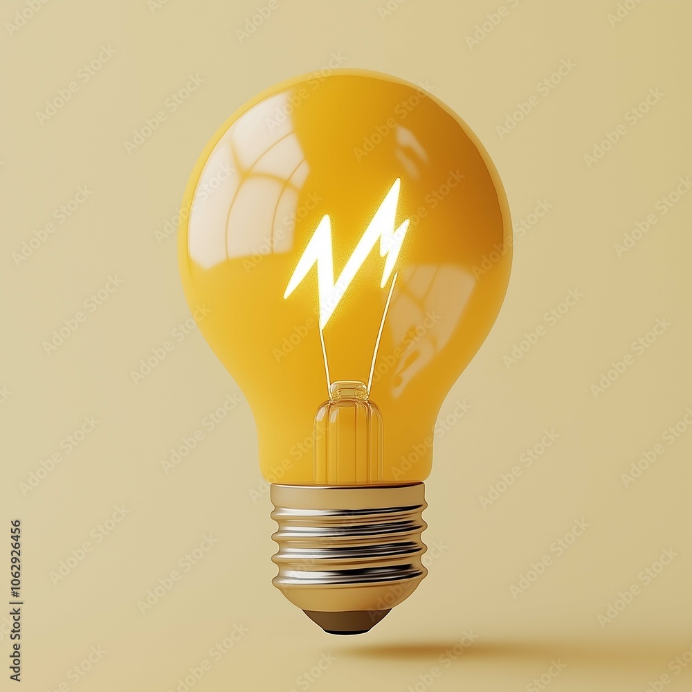 Poster 3d render of light bulb with lightning effect