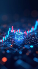 Stockmarket online trading chart on crypto platform. Stock exchange financial market price candles graph data analysis concept.