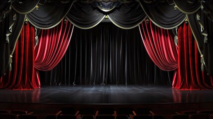 Stage Performance with Black Curtain Background - a dramatic and captivating visual. The stage performance against the black curtain background creates an intense and engaging scene