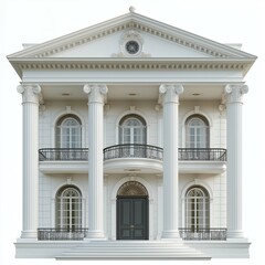 Obraz premium Elegant Neoclassical Building with Columns and Balconies