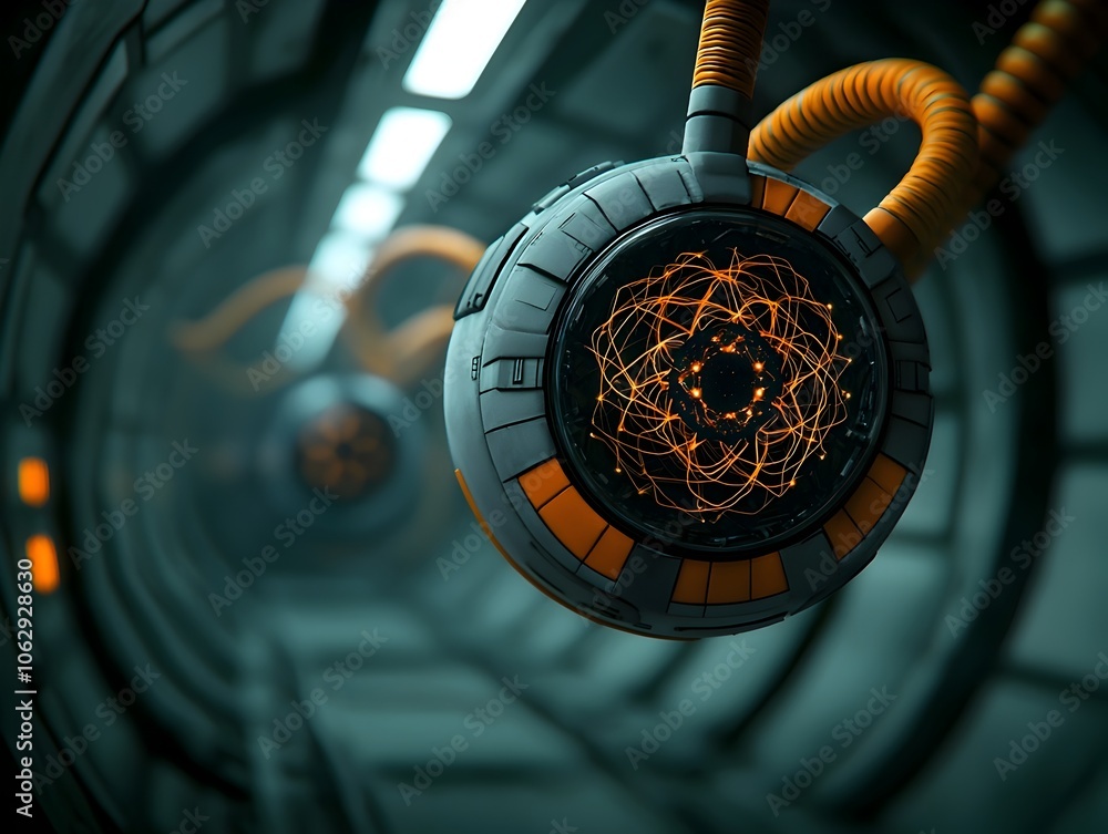 Aufkleber radiant molecular sphere with intricate interwoven energy conduits and pulsating geometric patterns