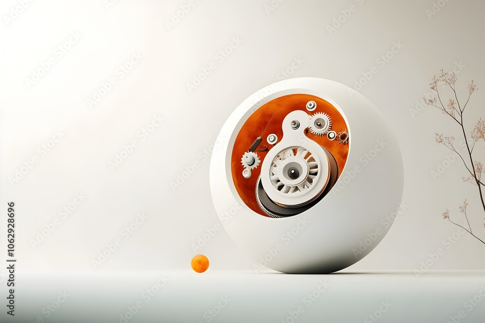Poster minimalist sphere with intricate inner workings a symbolic representation of fundamental forces depi