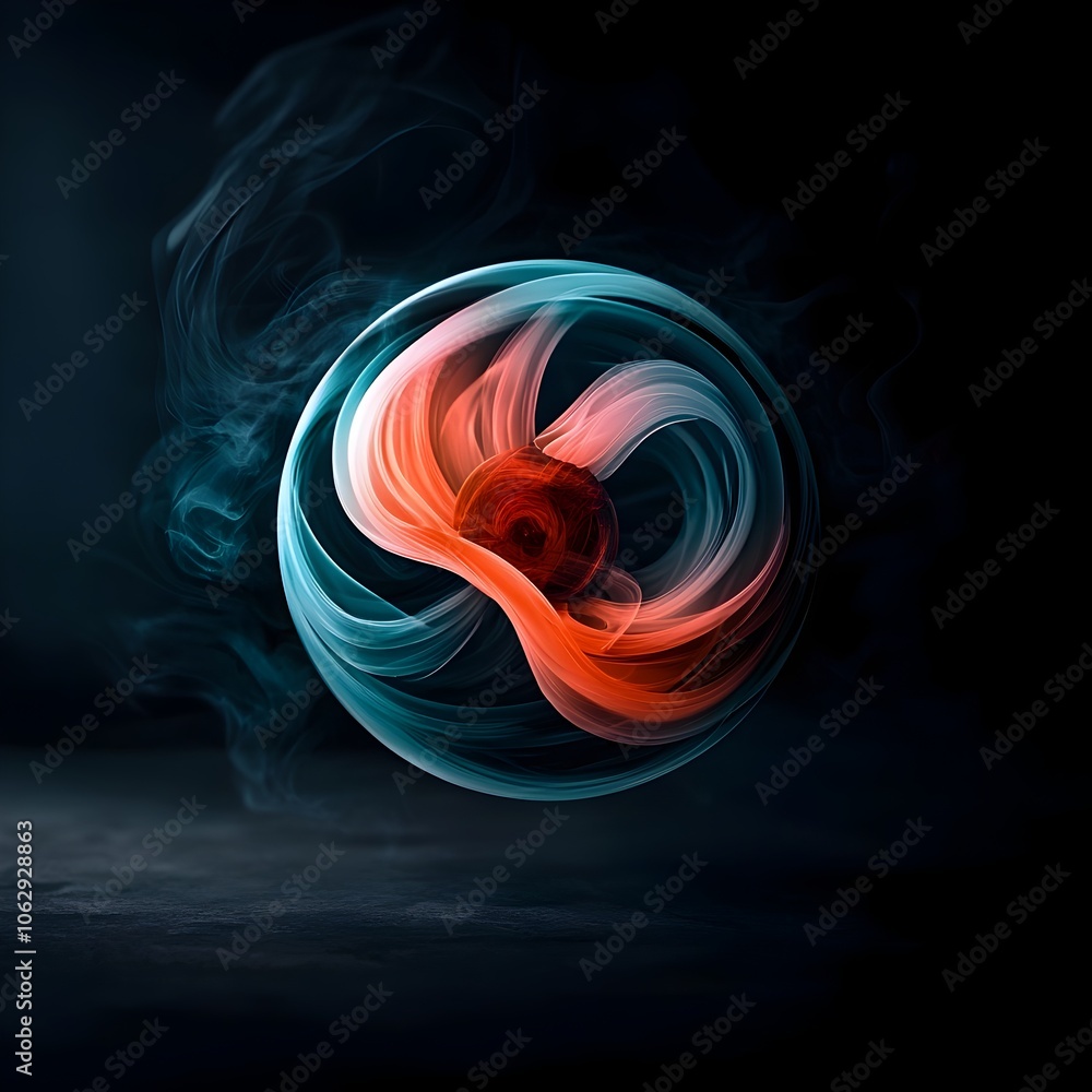 Poster mesmerizing spherical molecular orb with morphing geometric patterns iridescent color shifts kaleido