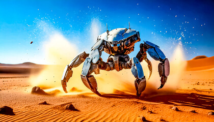Obraz premium Abstract armored robot animal in action, science fiction technology