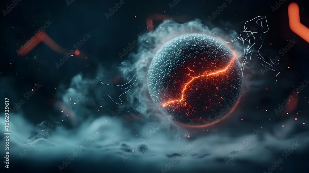 Poster captivating spherical molecular structure with dynamic ethereal energy orb delicate wisps of glowing