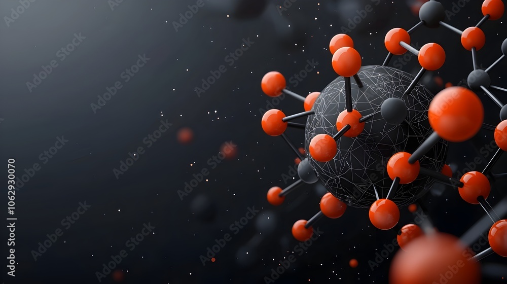 Poster spherical molecular structure with intricate abstract patterning cinematic lighting and a dynamic fu