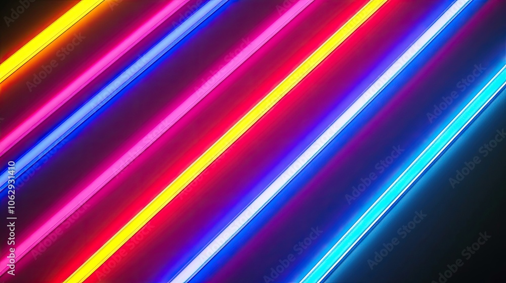 Poster neon abstract diagonal line background creates a vibrant and dynamic visual effect, perfect for addi
