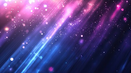 Dark blue and violet background filled with light lines in motion and scattered stars, creating a dynamic abstract scene with ample space for text or graphics.