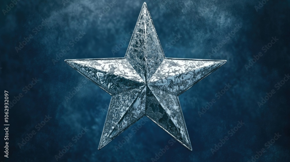 Poster sparkling silver star painted with a freebrushing technique, creating a unique and vibrant display o