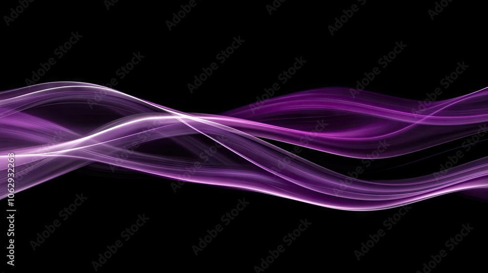 Poster an abstract composition with a harmonious blend of purple and black waves creates a fluid and dynami