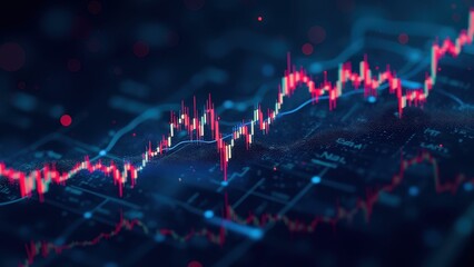 Stockmarket online trading chart on crypto platform. Stock exchange financial market price candles graph data analysis concept.