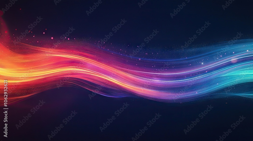 Poster abstract rainbow lines create a vibrant background, enhanced by blurred light effects. this photo st