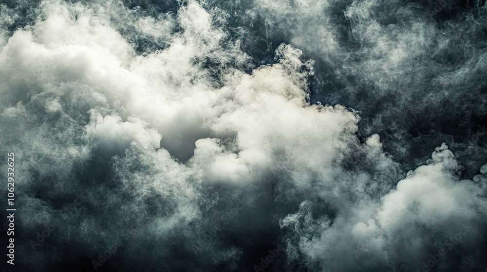 Poster mysterious smoke clouds create a captivating mood against a natural dark background, ideal for addin