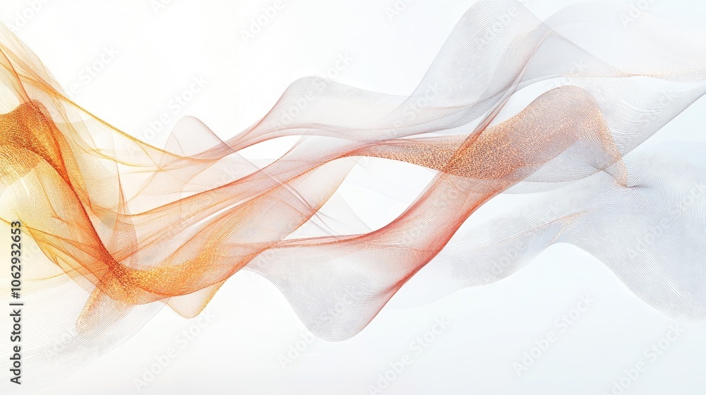 Poster dynamic line graphics create a light and airy feel against a white background in this computer-gener