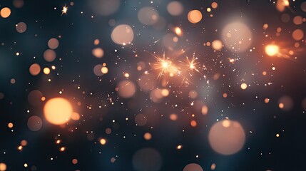Obraz premium A collection of sparklers creates a dazzling display in the night, enhanced by beautiful bokeh effects in the dark backdrop. The sparklers illuminate the scene with vibrant light and dynamic shapes.